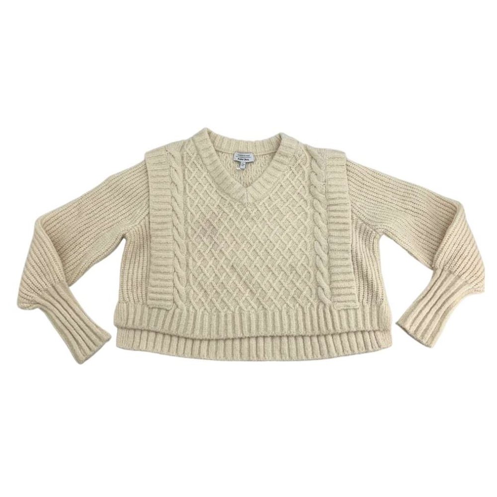 & Other Stories | Women's Knit Cropped V-Neck Sweater | Cream | Size S